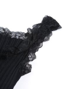 Knit Lace Trim Buttoned Cami sold by COMMENSE