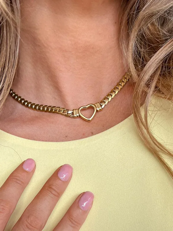 Layered Heart Chain Necklace sold by COMMENSE