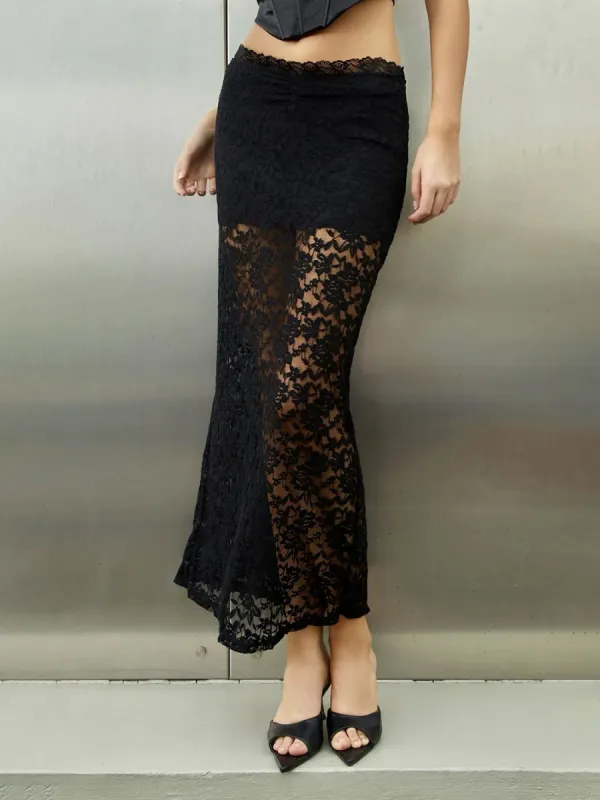 Double Layer Lace Maxi Skirt sold by COMMENSE