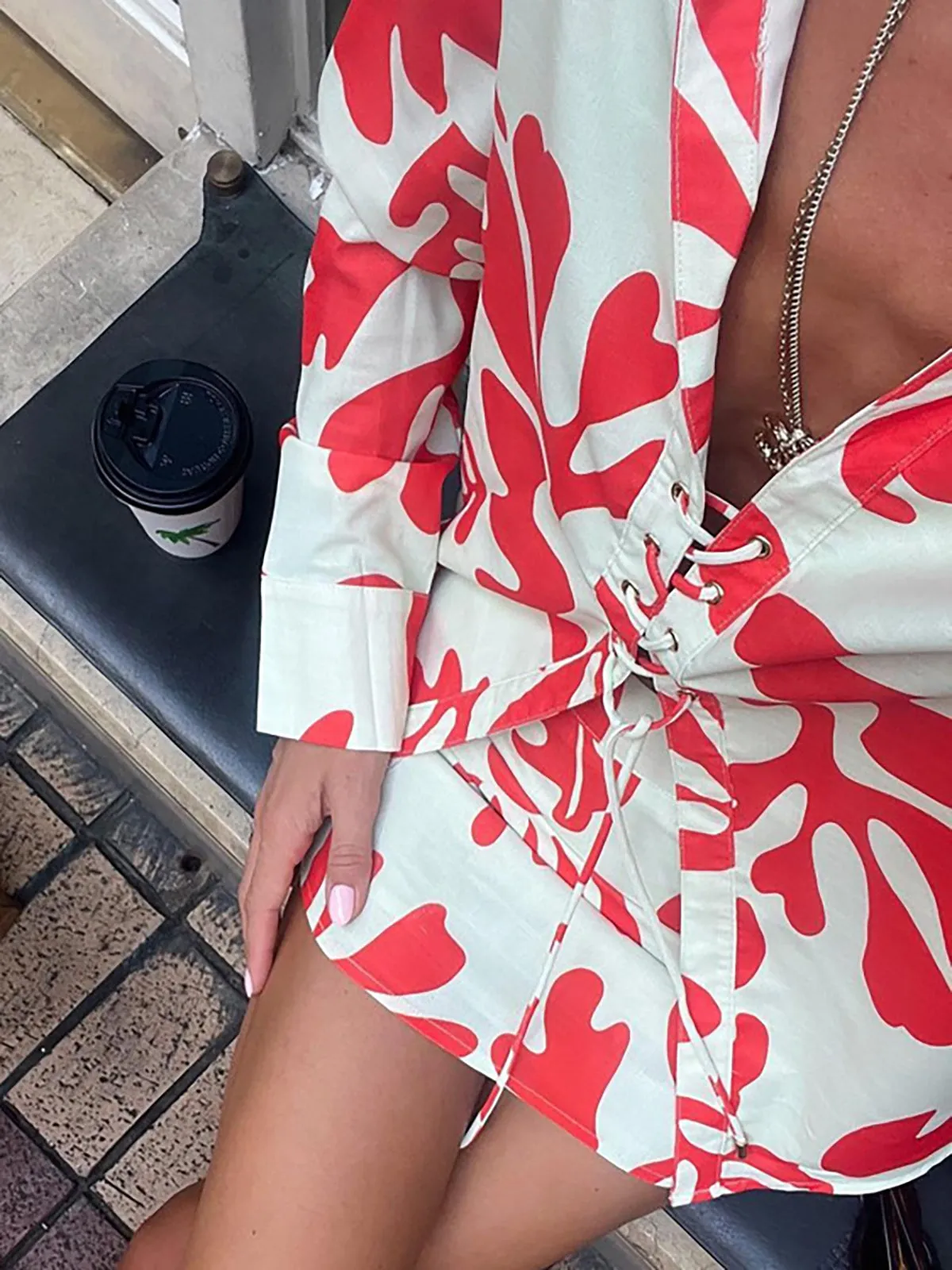 Print Front Tie Zipper Skirt Set sold by COMMENSE product image thumbnail 2