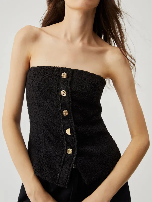 Slinky Metallic Button Tank Top made by COMMENSE