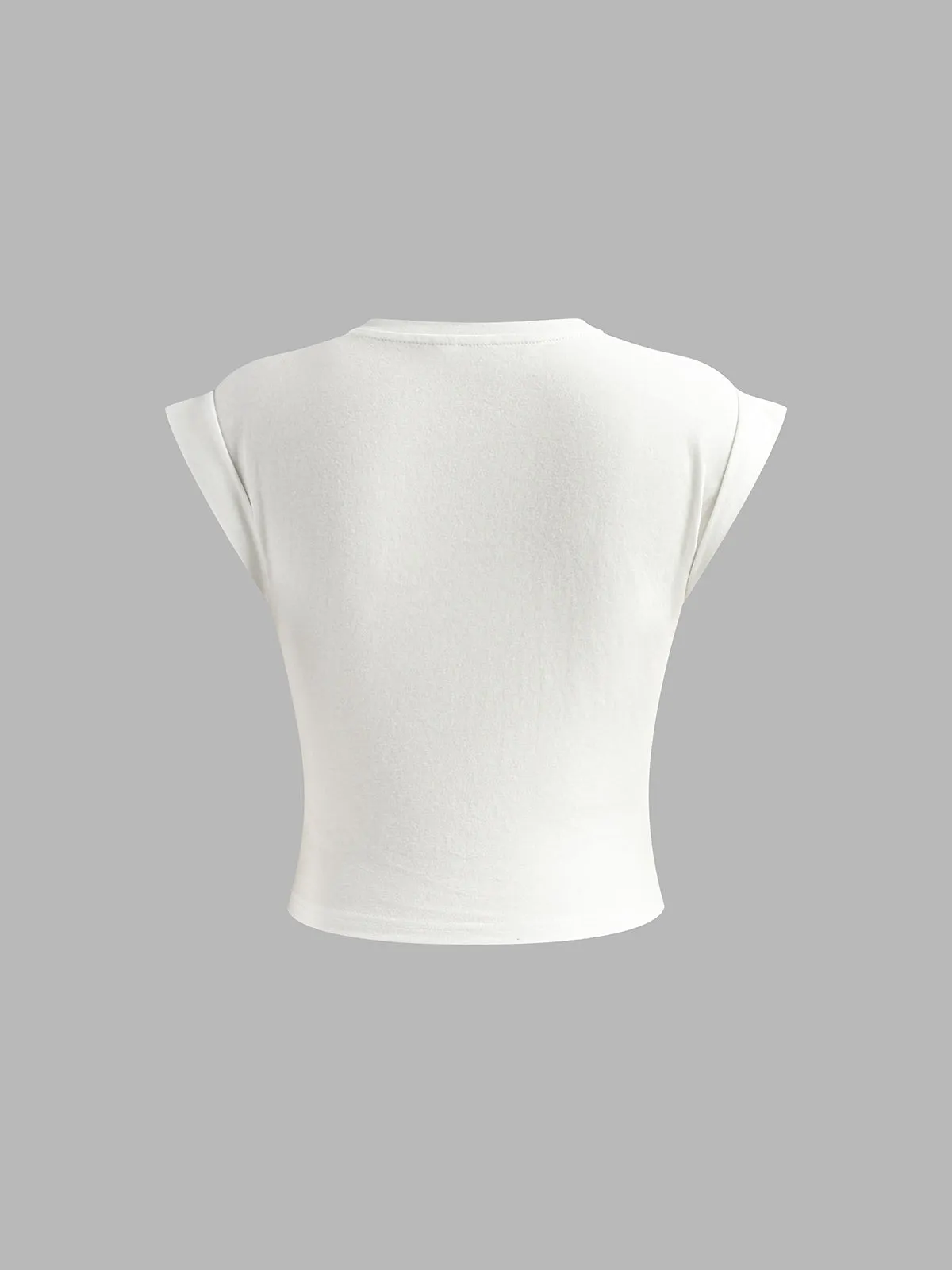 Cap Sleeve Pleated Belted T-Shirt sold by COMMENSE product image thumbnail 2