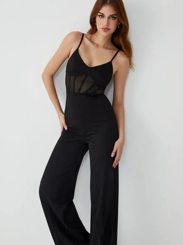 Corset Mesh Cami jumpsuit sold by COMMENSE