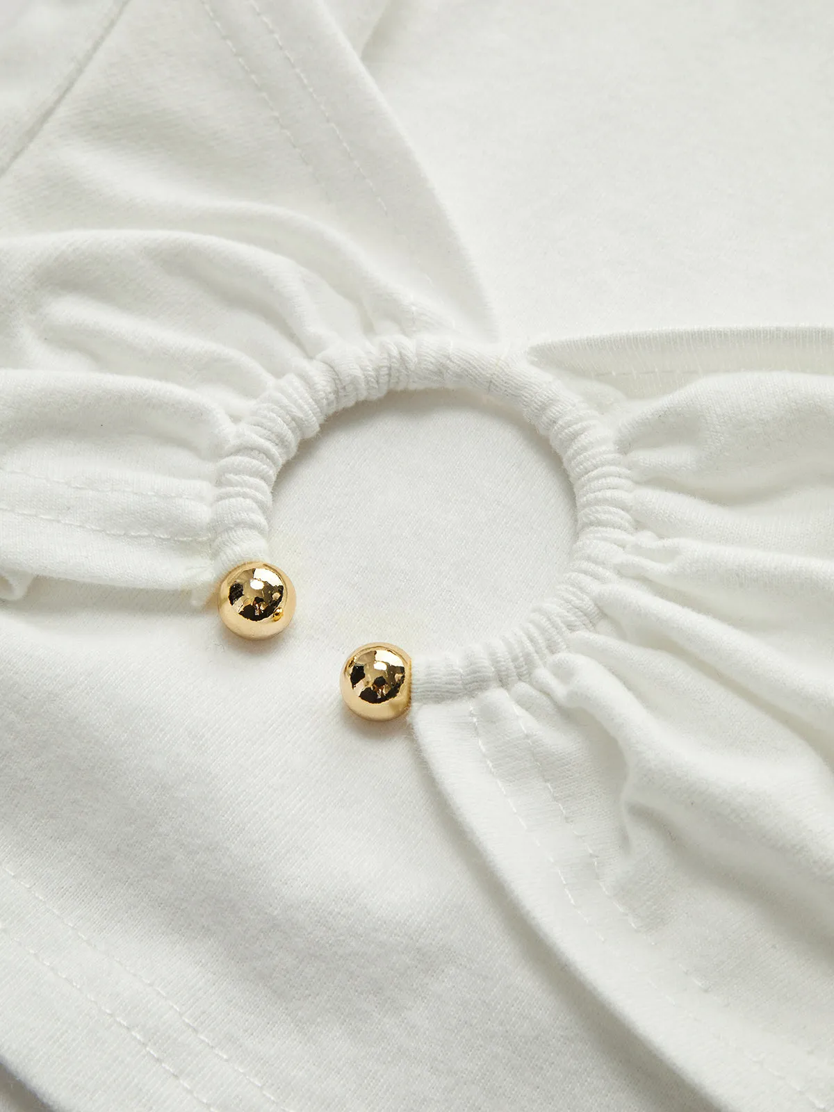 Cap Sleeve Pleated Belted T-Shirt sold by COMMENSE product image thumbnail 3