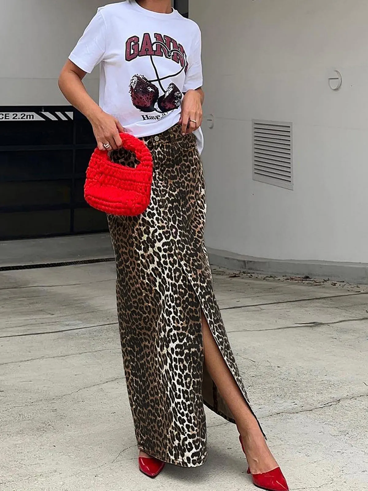 Cotton Leopard Print Split Midi Dress sold by COMMENSE product image thumbnail 2