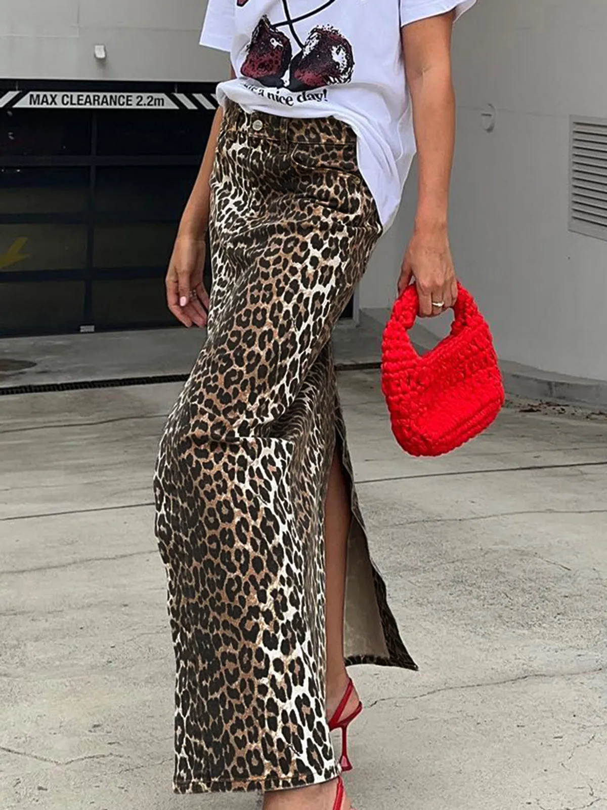 Cotton Leopard Print Split Midi Dress sold by COMMENSE