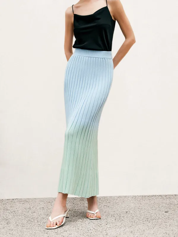 Pleated Gradient Maxi Skirt sold by COMMENSE