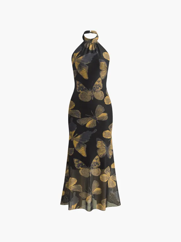 Slim Backless Mock Neck Halter Dress sold by COMMENSE