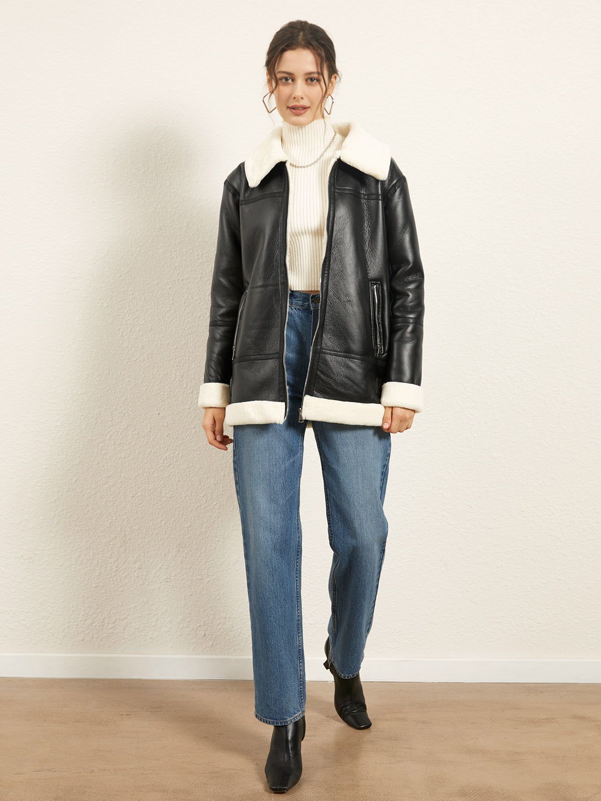 Wanderer Shearling Leather Jacket sold by COMMENSE product image thumbnail 3
