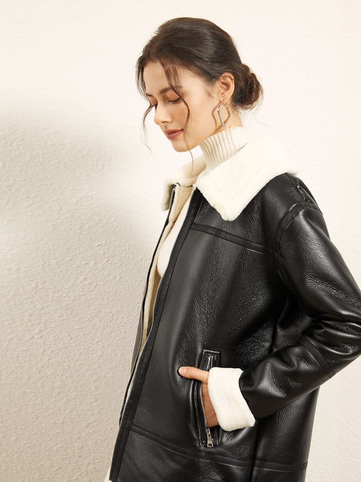 Wanderer Shearling Leather Jacket sold by COMMENSE product image thumbnail 4
