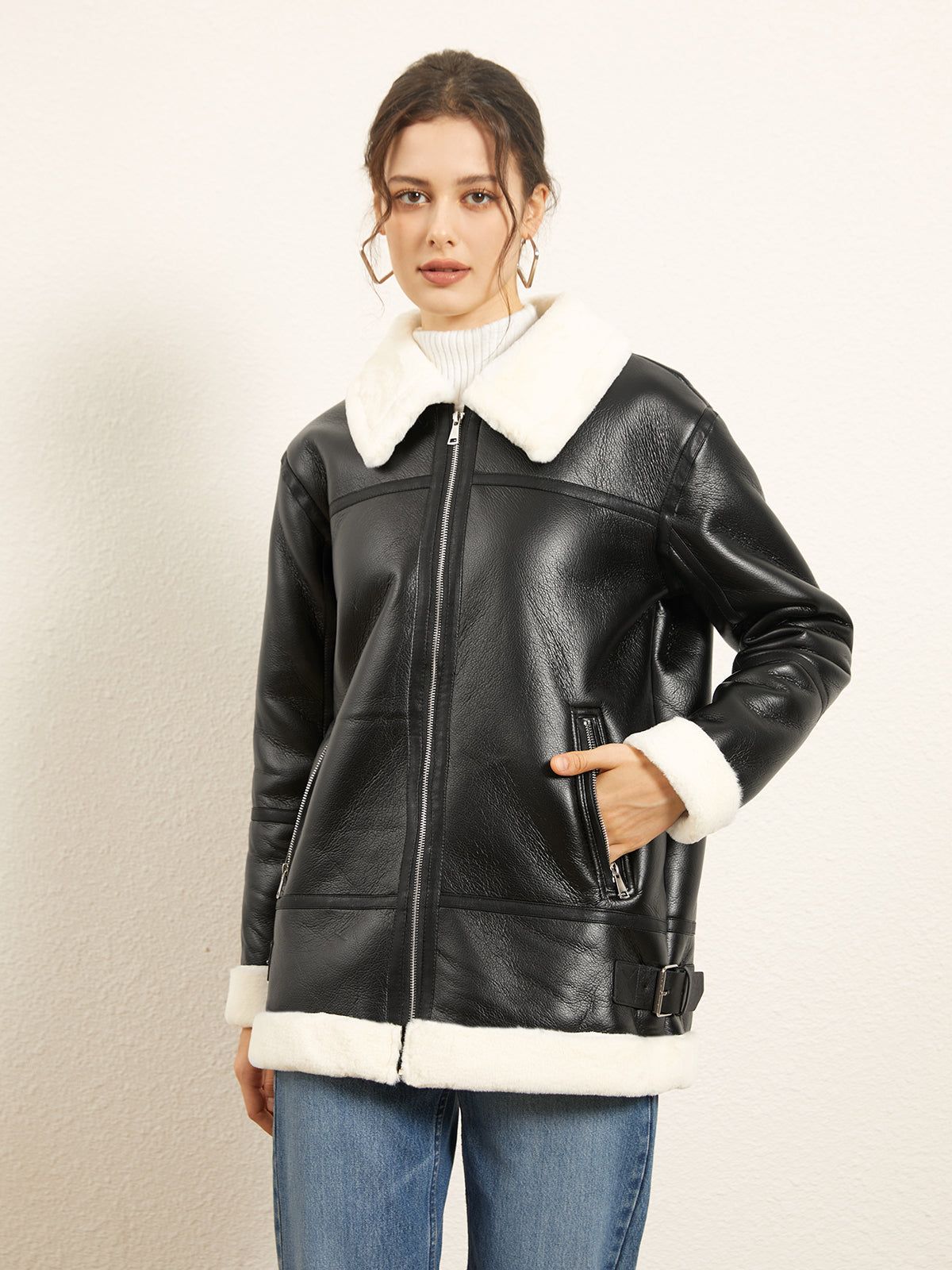 Wanderer Shearling Leather Jacket sold by COMMENSE product image thumbnail 2