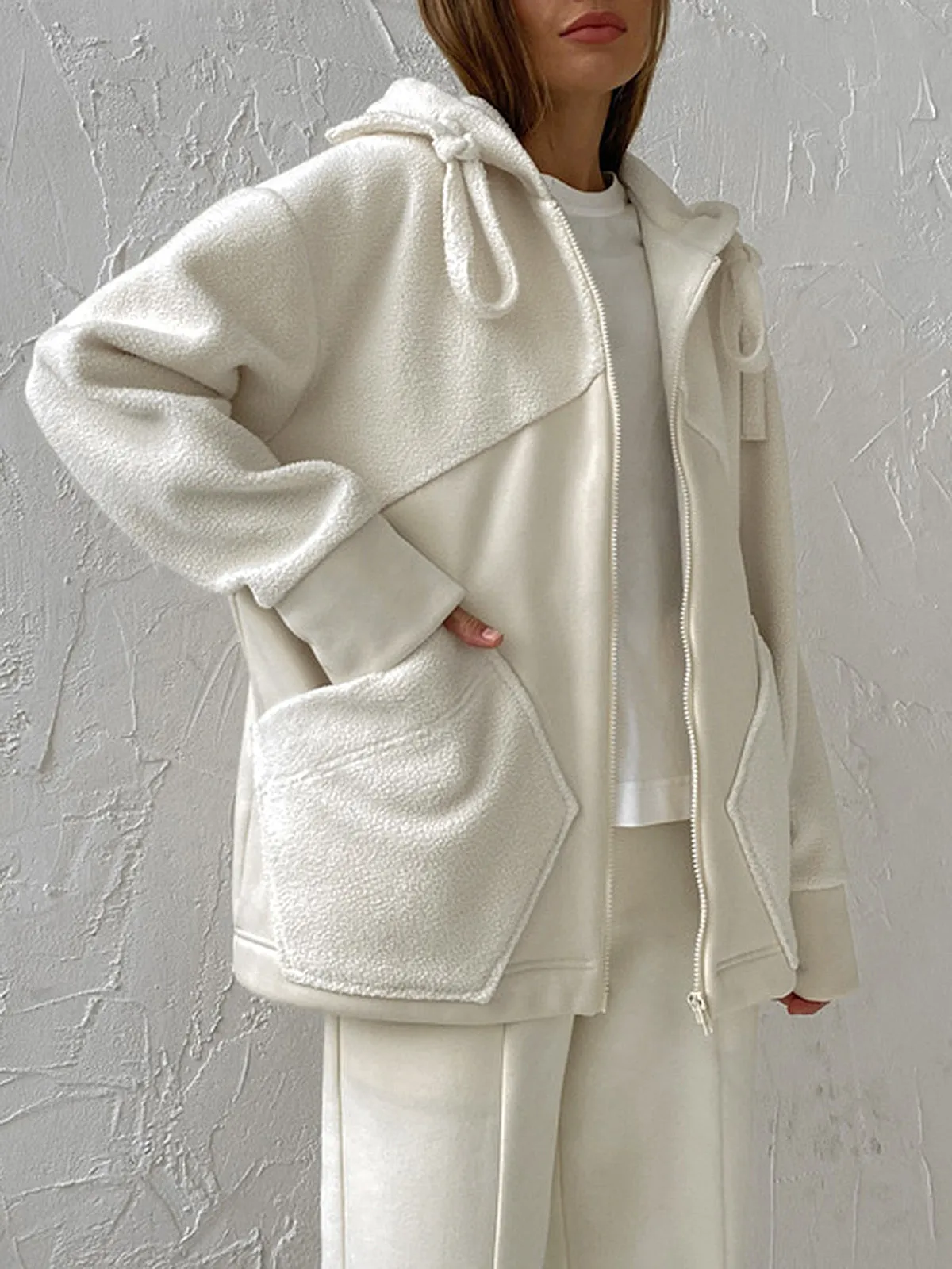Minimalism Fleece Hooded Two Piece Pants Set sold by COMMENSE product image thumbnail 2