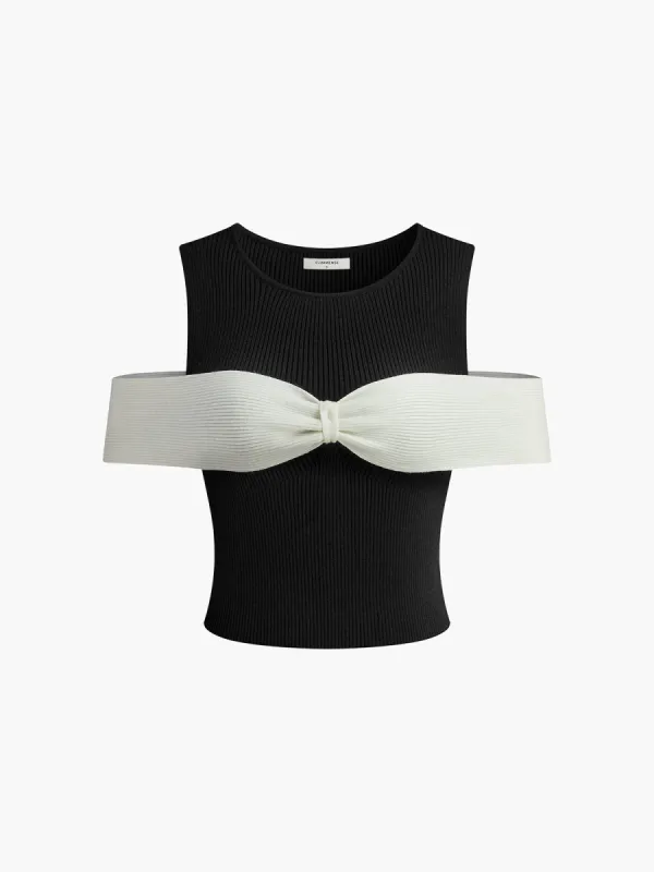 Bow-Trim Stretch Sweater Vest sold by COMMENSE