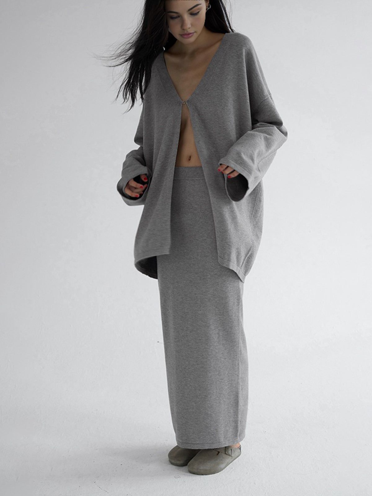 Split Hem Knit Maxi Skirt sold by COMMENSE