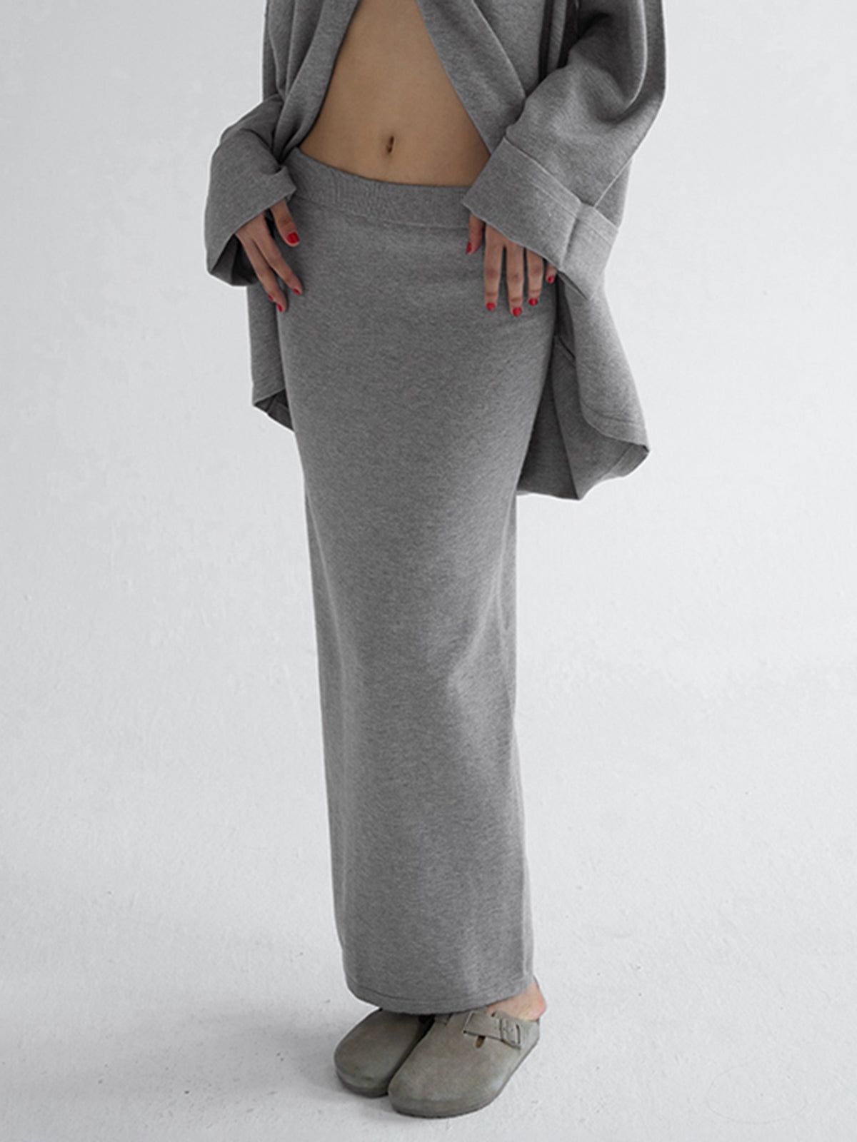 Split Hem Knit Maxi Skirt sold by COMMENSE product image thumbnail 2