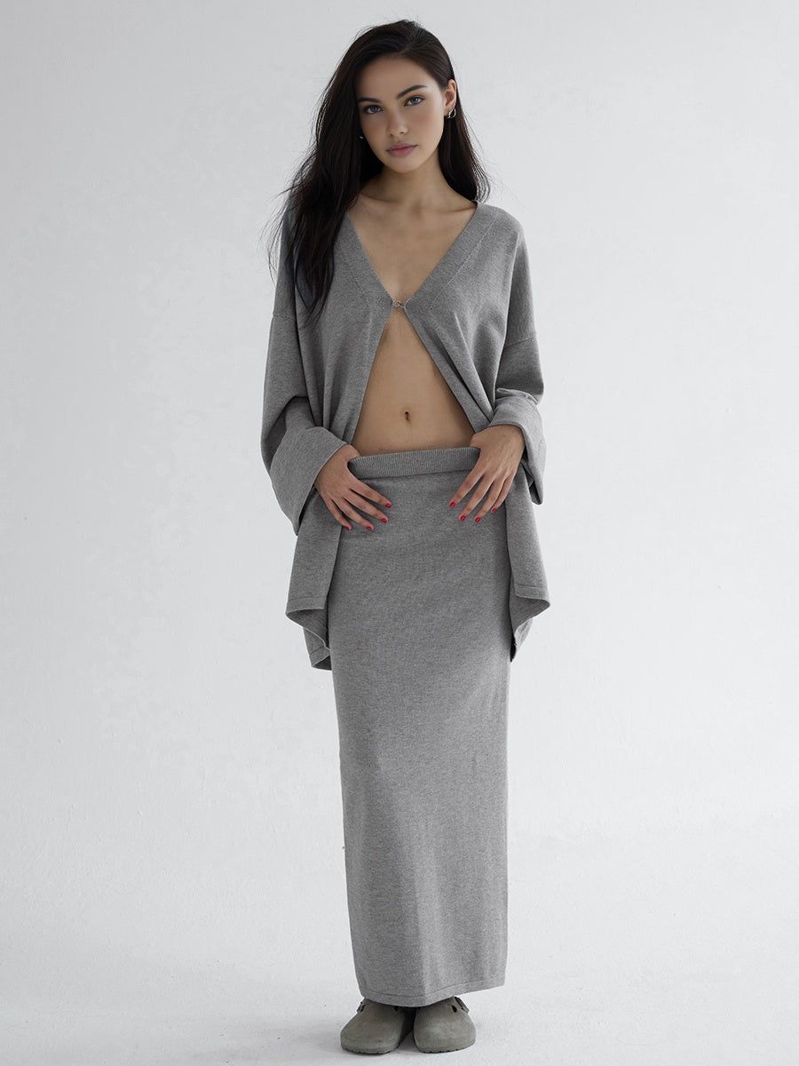 Split Hem Knit Maxi Skirt sold by COMMENSE product image thumbnail 3