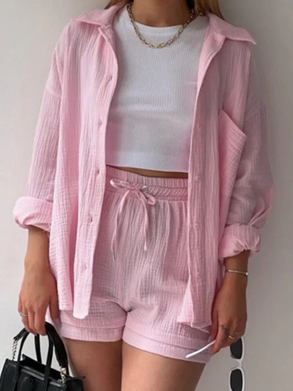 Plisse Two Piece Shorts Set sold by COMMENSE