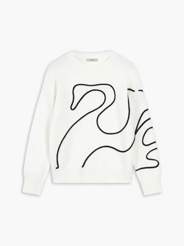 Goose Pattern Crew Neck Knit Sweater sold by COMMENSE