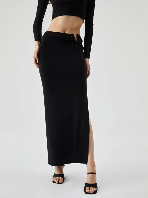 Solid Metallic Split Maxi Dress sold by COMMENSE