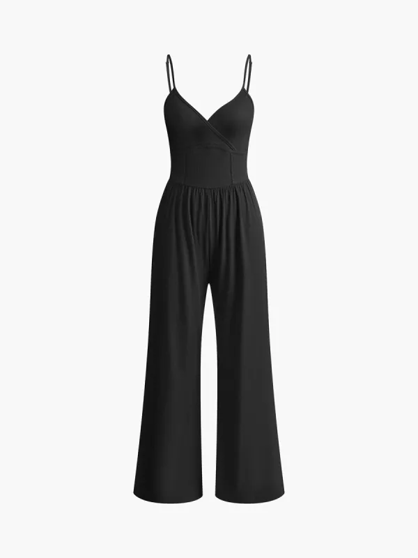 V-Neck Solid Jumpsuit sold by COMMENSE