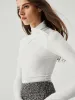 Criss Cross Neck Long Sleeve Slinky Top sold by COMMENSE