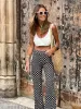 Geometrical Print Flare Pants sold by COMMENSE