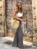 Geometrical Print Flare Pants sold by COMMENSE