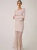 Lace Hem Mermaid Midi Sweater Dress sold by COMMENSE