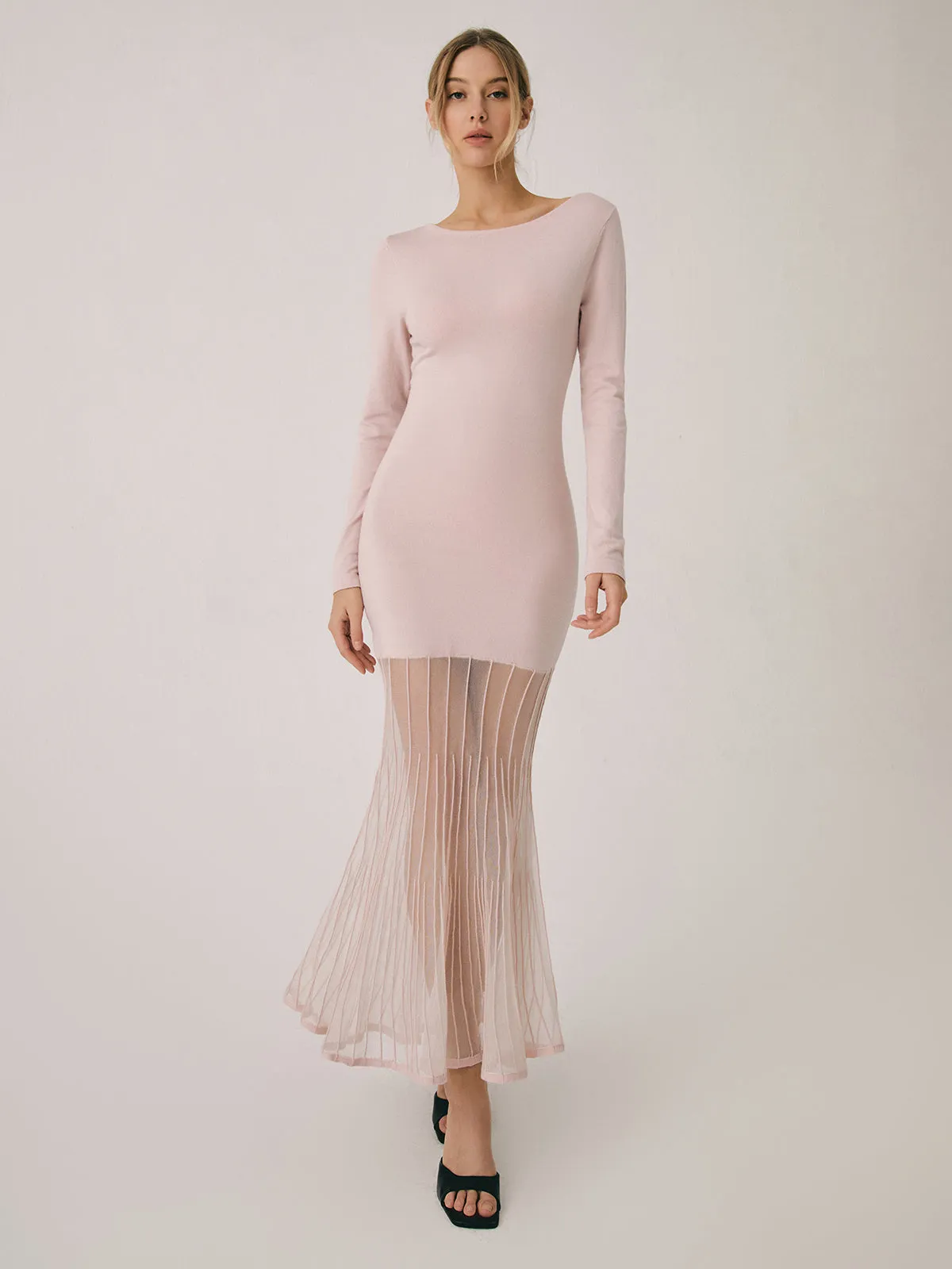 Lace Hem Mermaid Midi Sweater Dress sold by COMMENSE