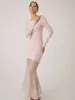 Lace Hem Mermaid Midi Sweater Dress sold by COMMENSE