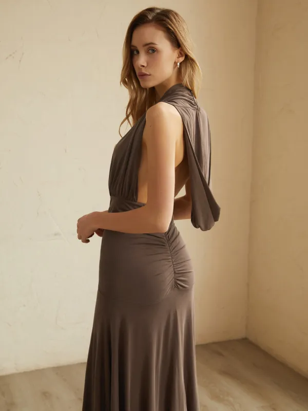Maillard Halter Long Knit Dress sold by COMMENSE