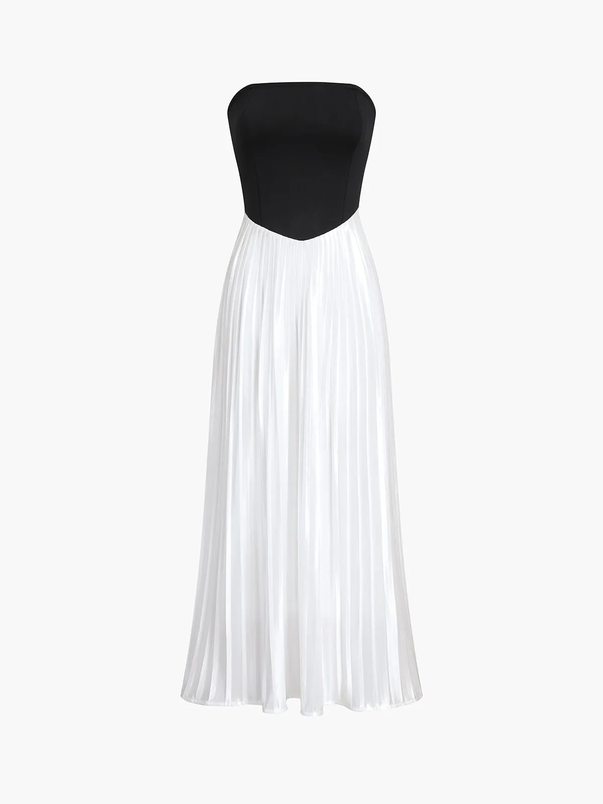 Two Tone Pleated Hem Tune Long Dress sold by COMMENSE