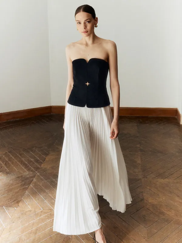 Off Shoulder Pleated Long Dress sold by COMMENSE