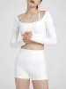 Halter Square Neck Cropped Ribbed Shirt sold by COMMENSE