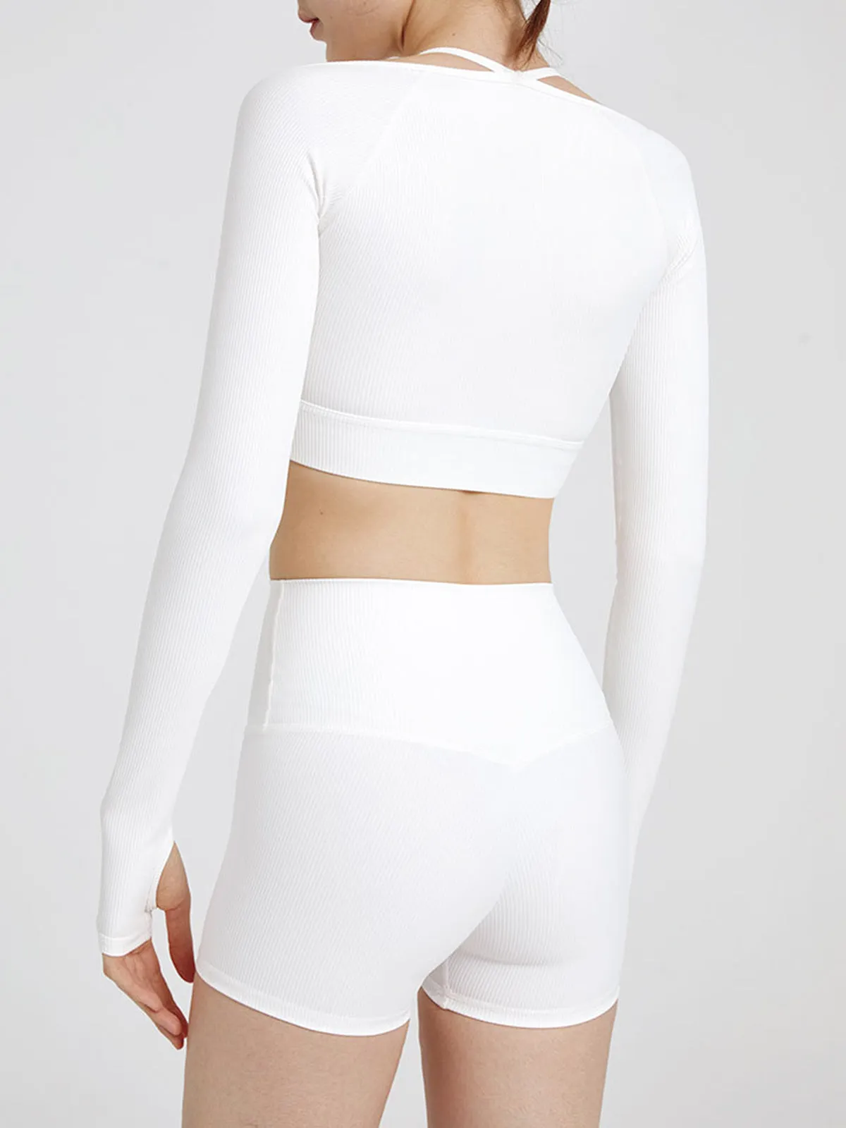 Halter Square Neck Cropped Ribbed Shirt sold by COMMENSE product image thumbnail 5