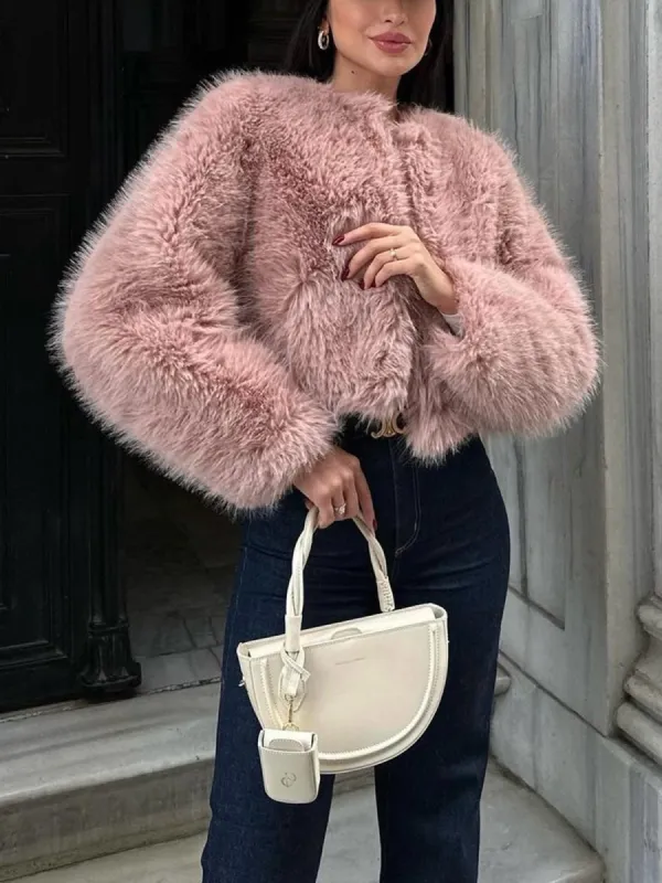 Winter Warm Faux Fur Fuzzy Coat sold by COMMENSE