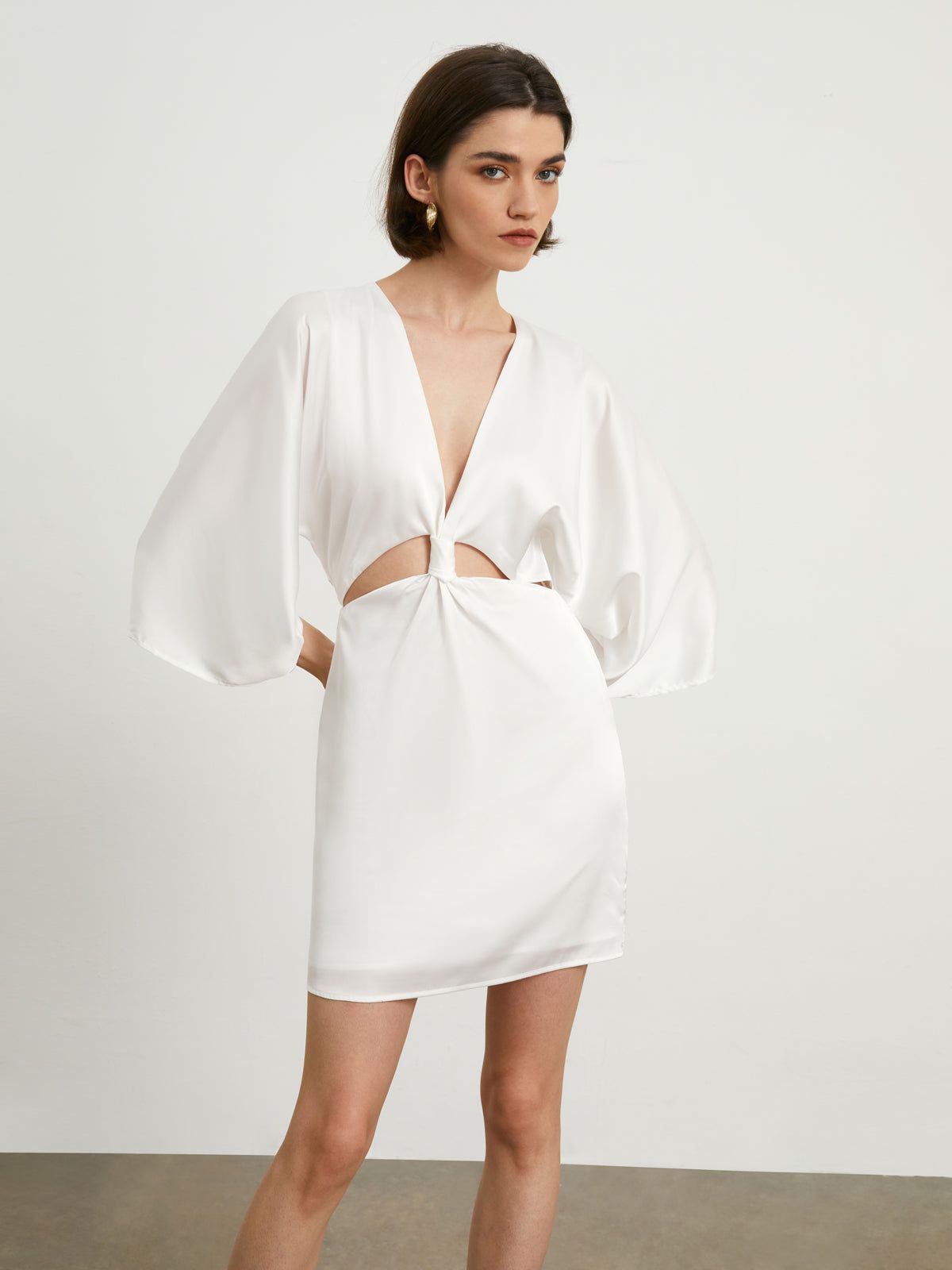 Minimalist Satin Cutout Short Dress sold by COMMENSE product image thumbnail 2