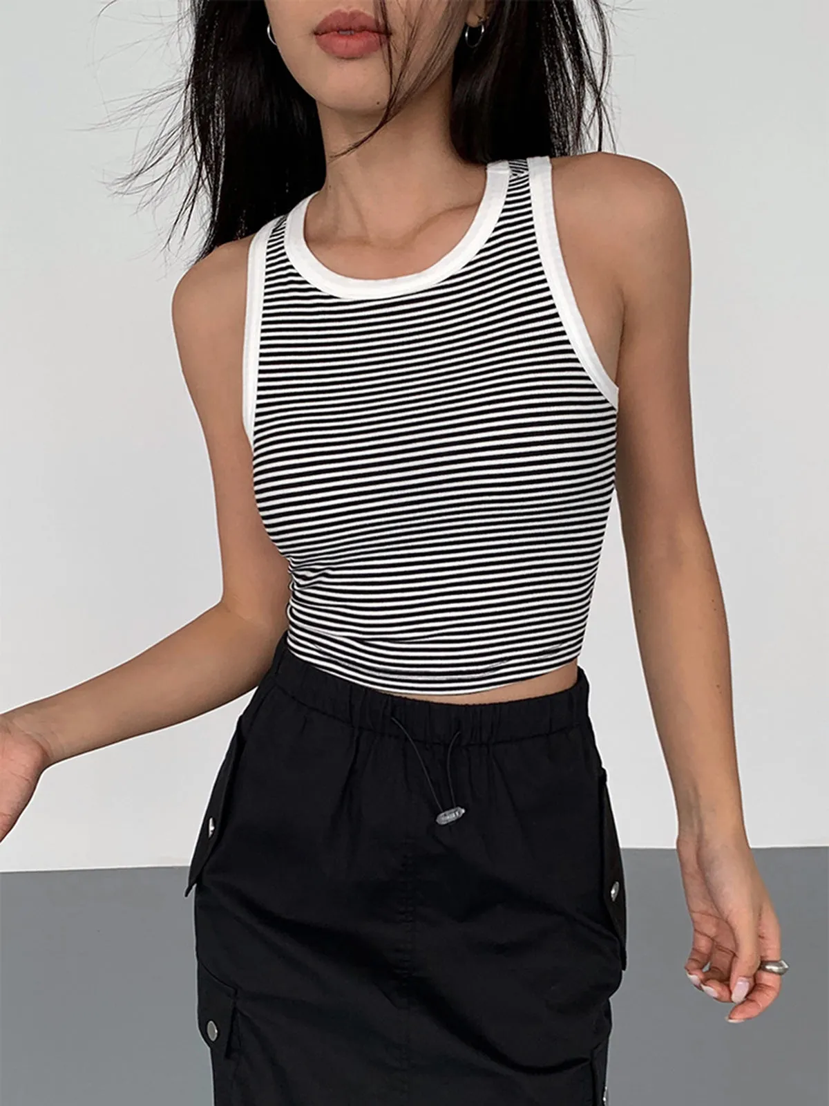 Striped Crew Neck Tank Top sold by COMMENSE product image thumbnail 4