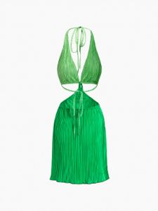 Halter Open Back Textured Short Dress sold by COMMENSE