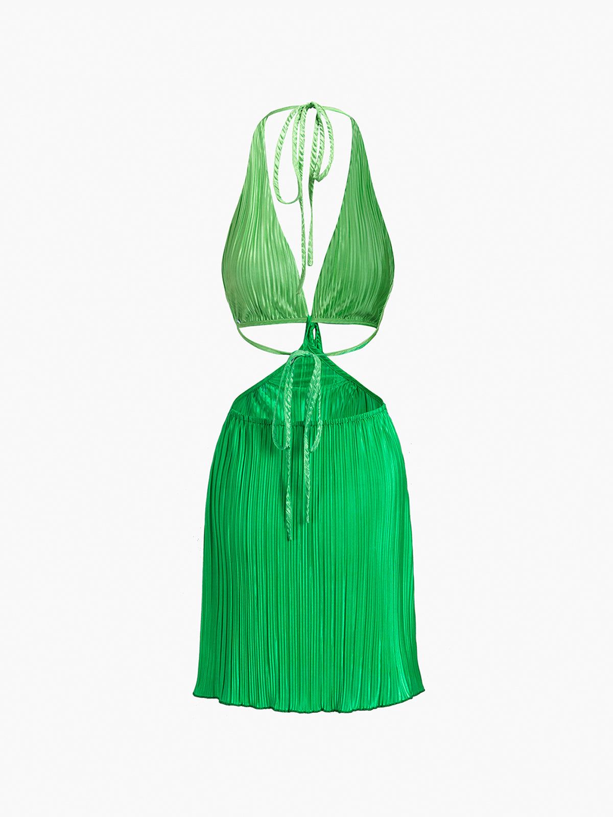 Halter Open Back Textured Short Dress sold by COMMENSE product image thumbnail 2