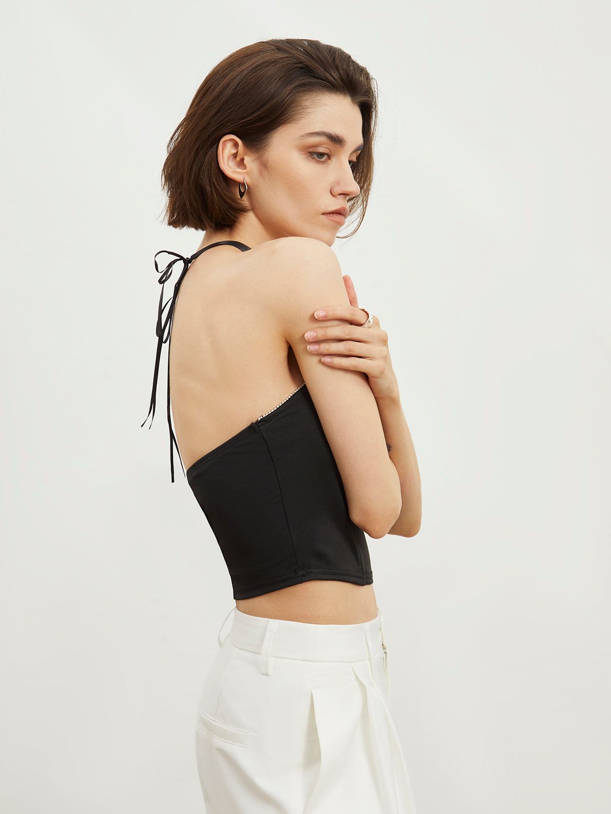 Rhinestone Crop Corset Top sold by COMMENSE product image thumbnail 4