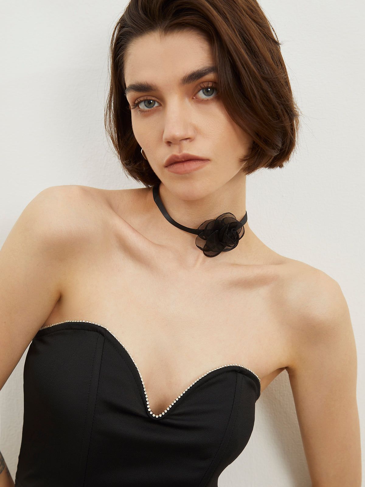 Rhinestone Crop Corset Top sold by COMMENSE