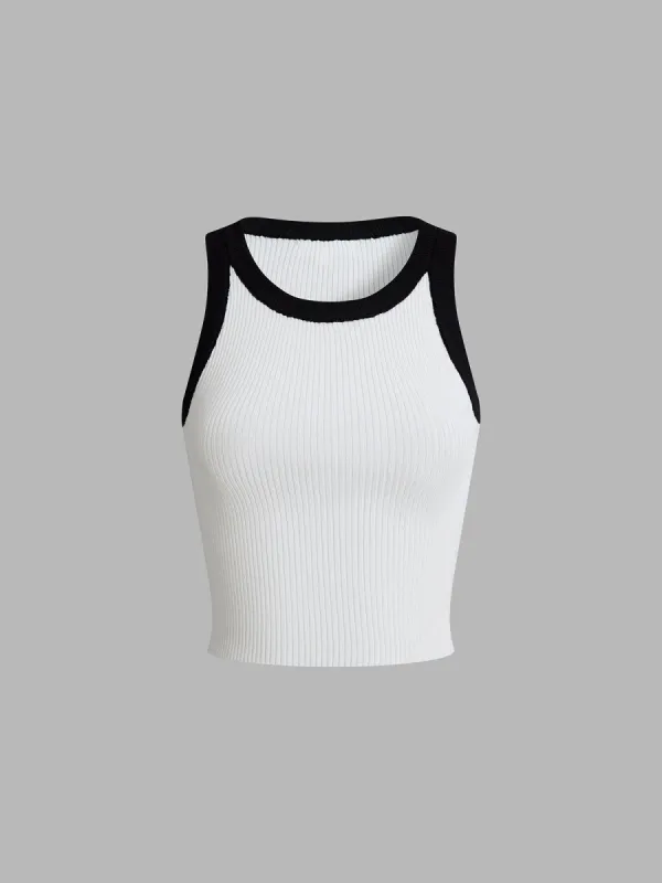 Contrast Trim Sweater Vest sold by COMMENSE