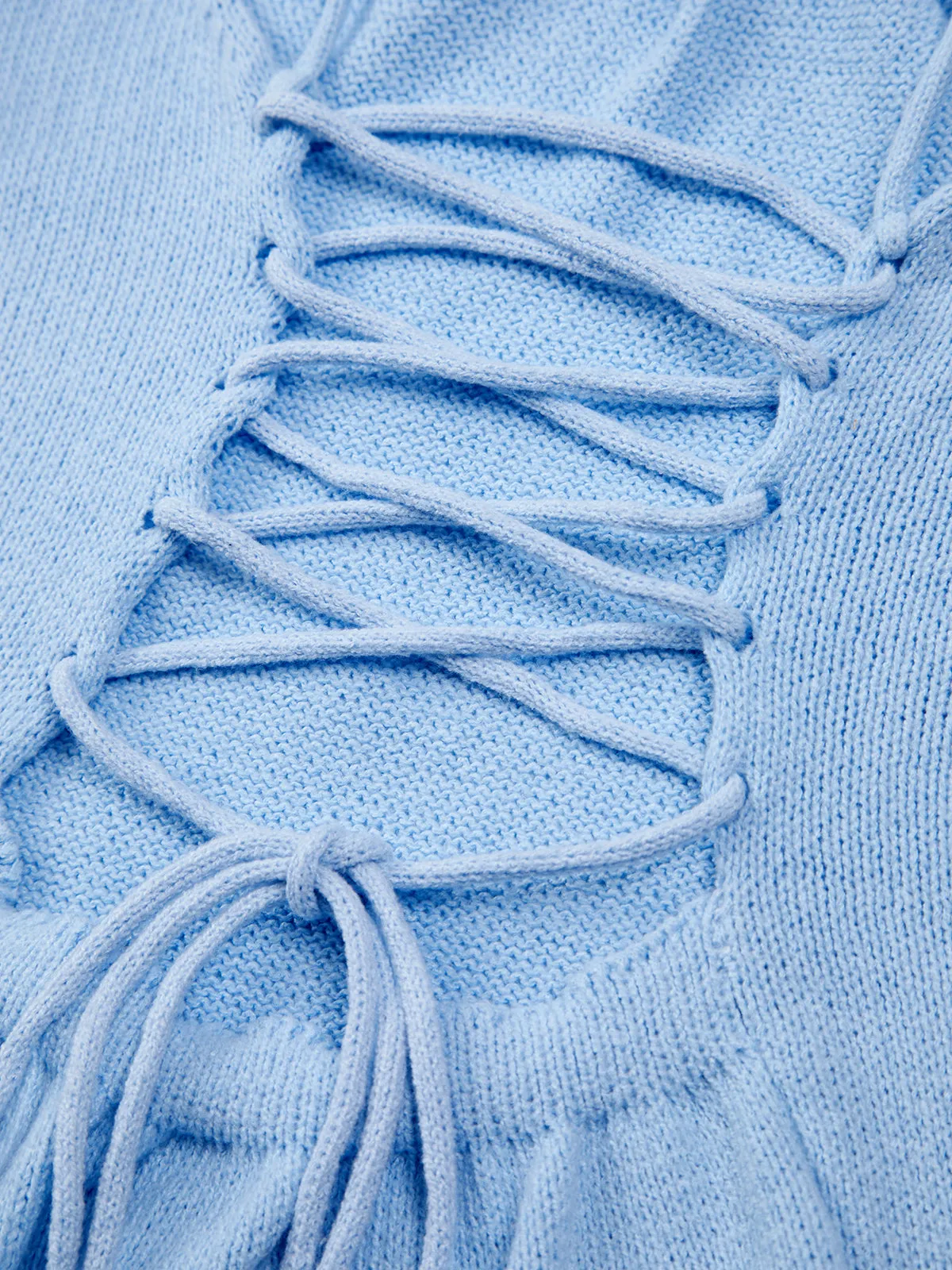 Cloudless Sky Tie Back Midi Sweater Dress sold by COMMENSE product image thumbnail 5