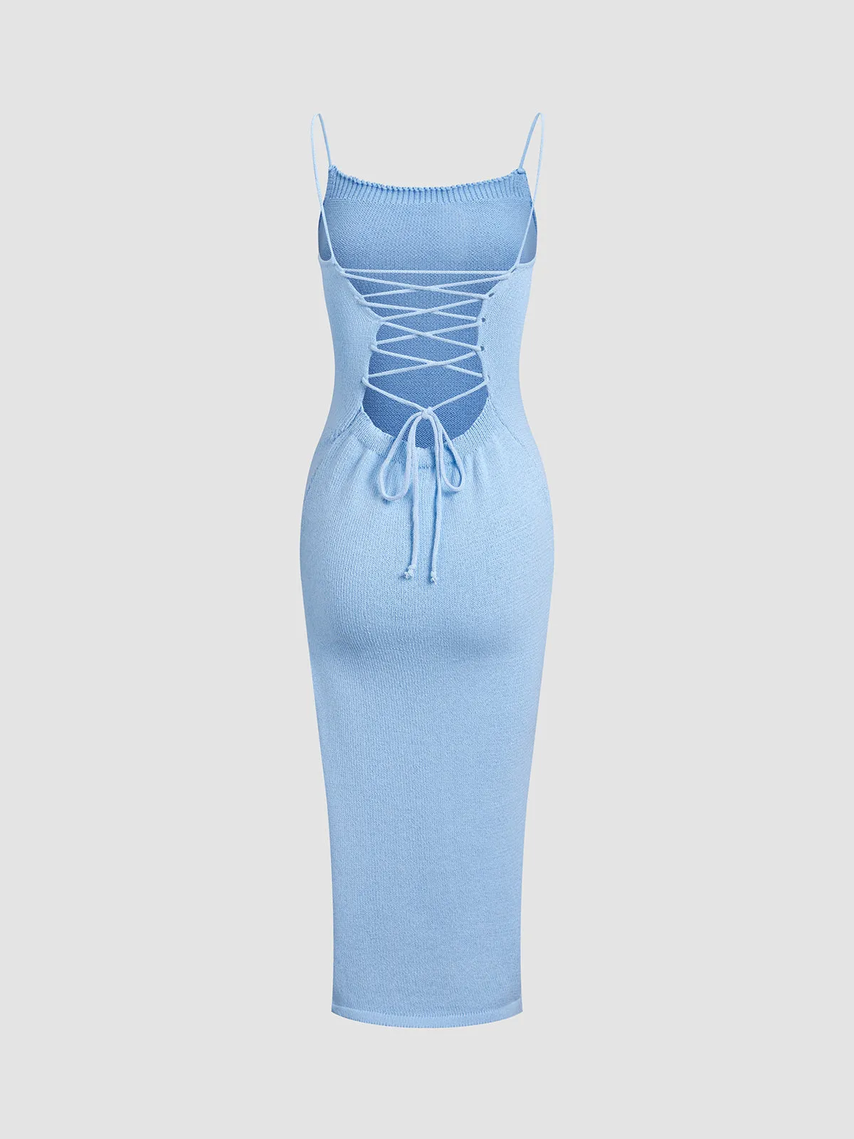 Cloudless Sky Tie Back Midi Sweater Dress sold by COMMENSE product image thumbnail 2