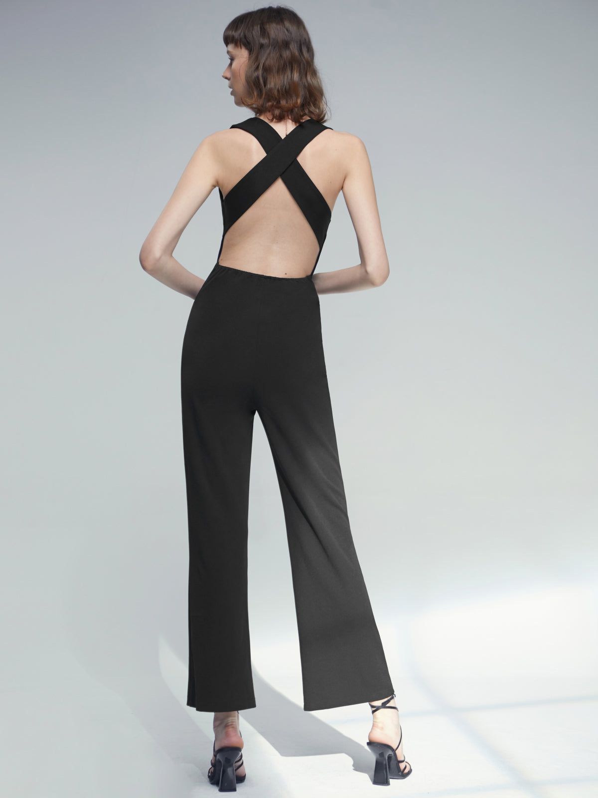 Plunging Sleeveless Classic Leg Jumpsuit sold by COMMENSE product image thumbnail 6