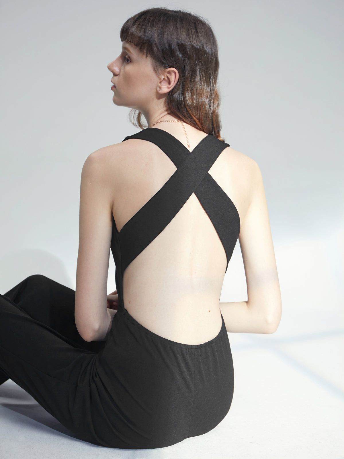 Plunging Sleeveless Classic Leg Jumpsuit sold by COMMENSE product image thumbnail 3