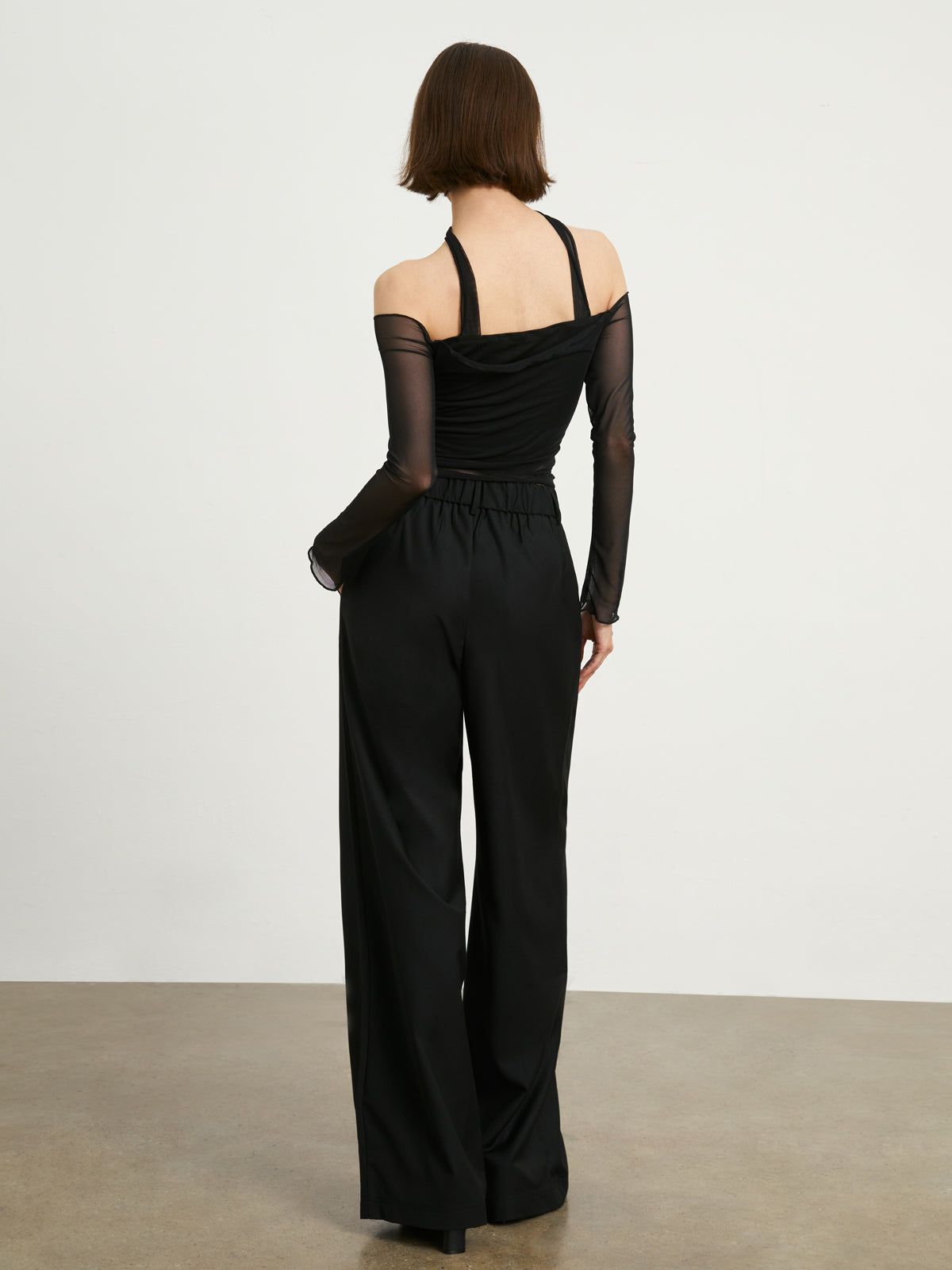 Off-Shoulder Halter Mesh Crop Shirt sold by COMMENSE product image thumbnail 3