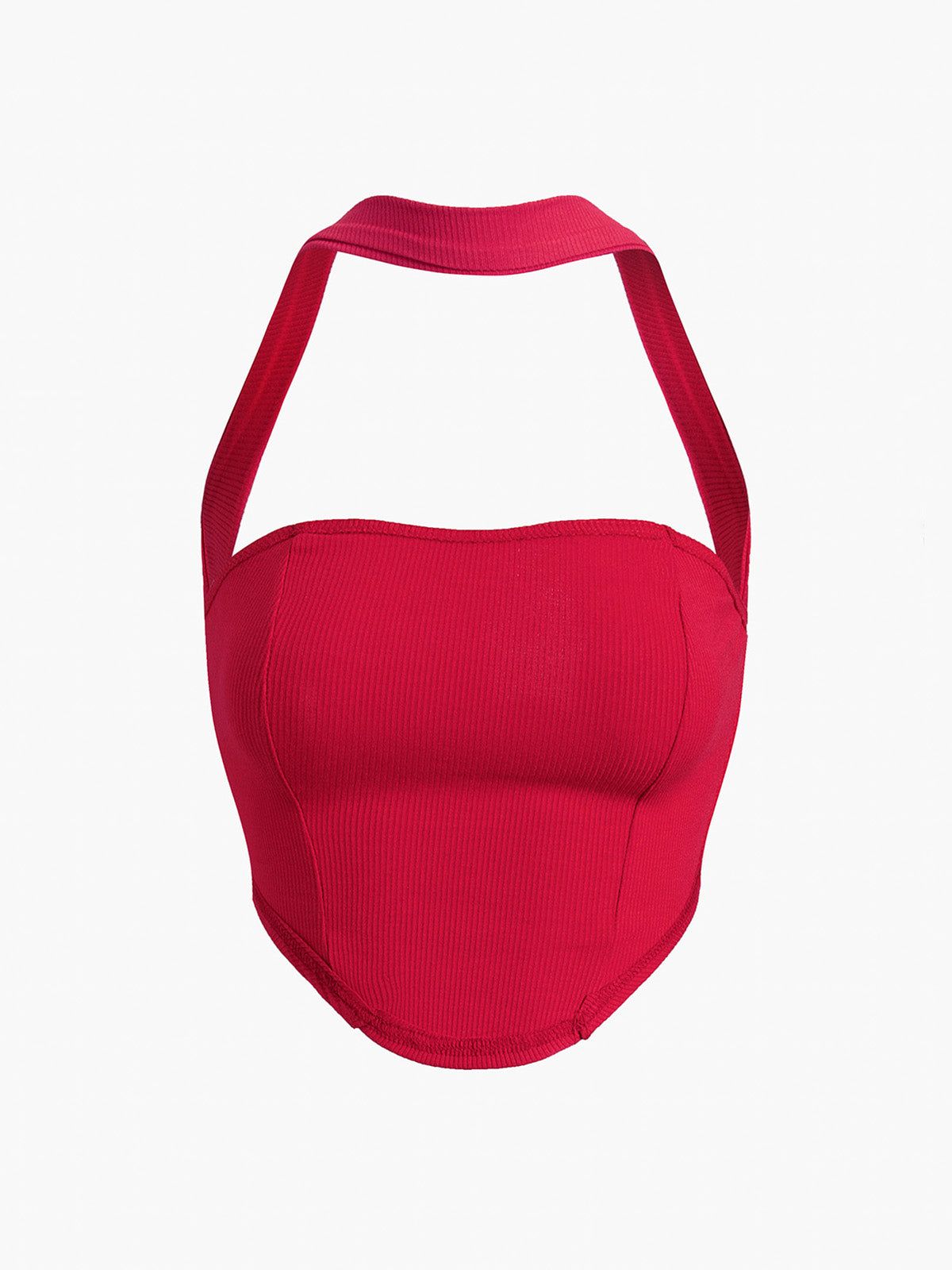 Halter Neck Contour Piping Crop Top sold by COMMENSE product image thumbnail 2