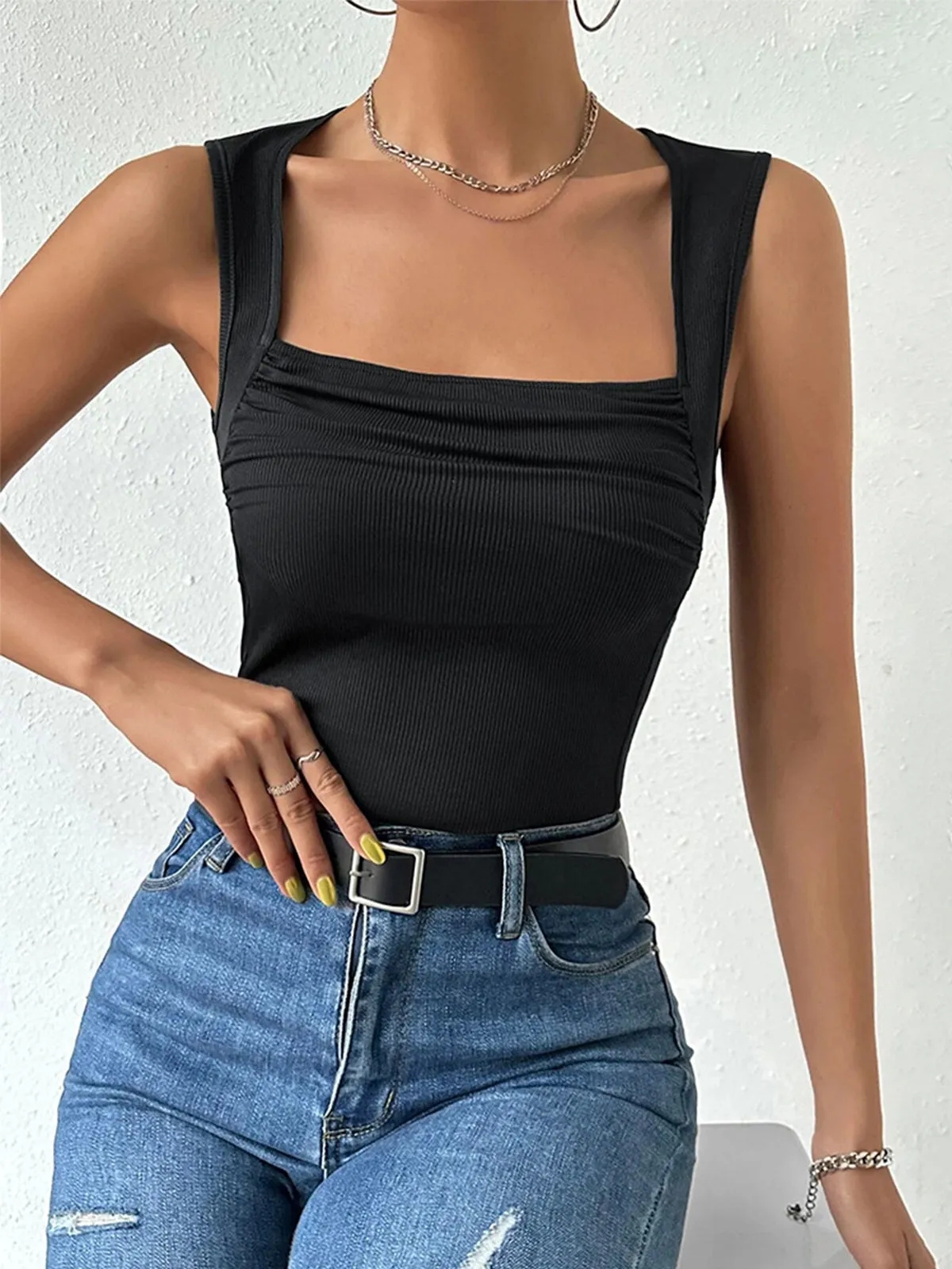 Solid Square Neck Cami Top sold by COMMENSE product image thumbnail 3